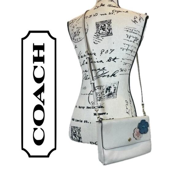 COACH CROSSBODY TEA ROSE WILLOW LEATHER CHALK COLOR VERSATILE ICONIC - Picture 2 of 16